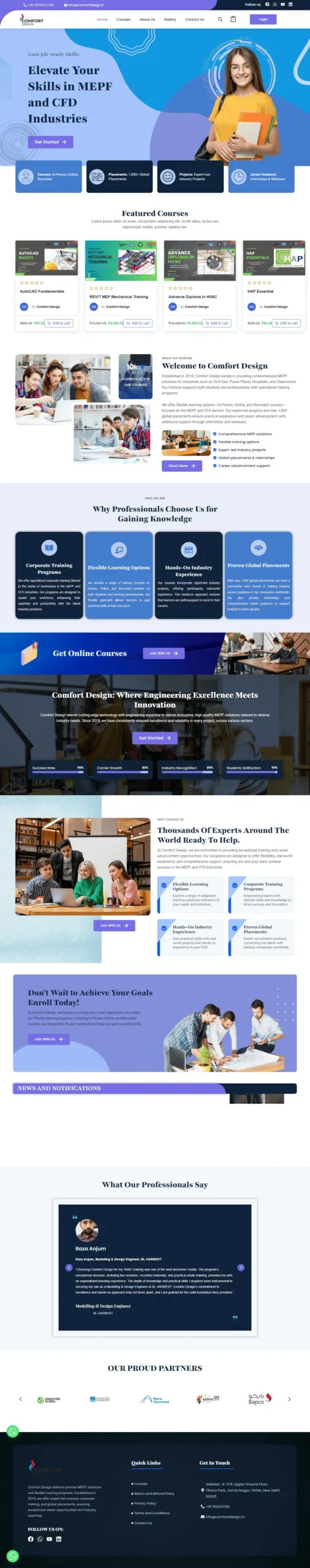 Comfort Design MEPF training institute and solutions provider in Delhi