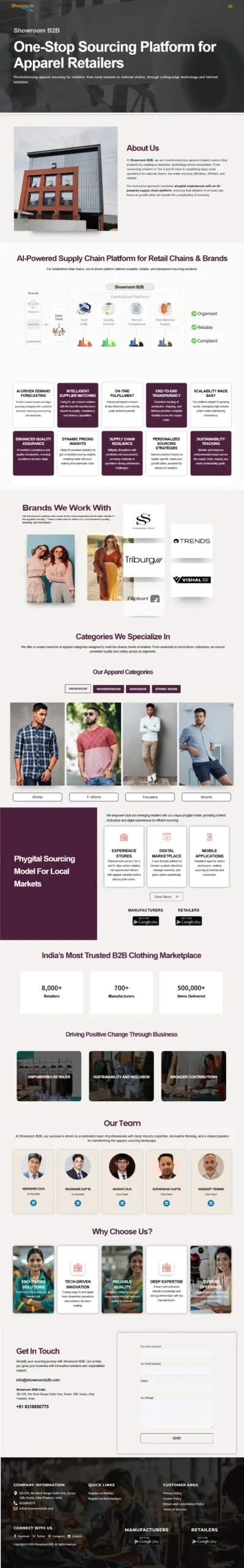 Showroom B2B apparel sourcing and B2B marketplace platform