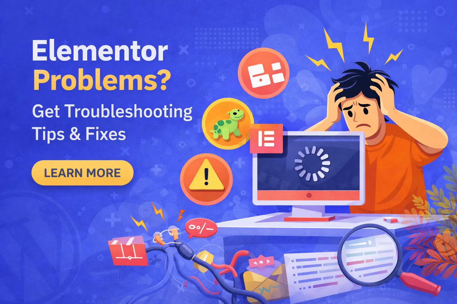 Elementor website issues including slow performance, broken layouts, and editor errors